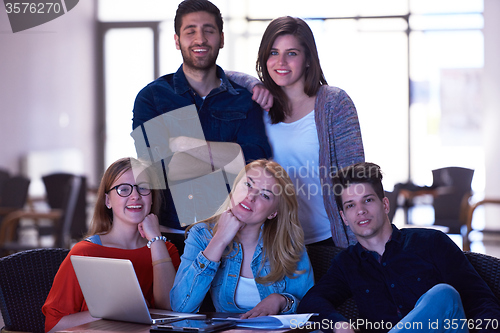 Image of students group standing together as team