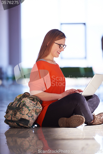 Image of student girl with laptop computer