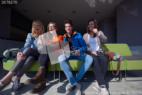 Image of students group taking selfie