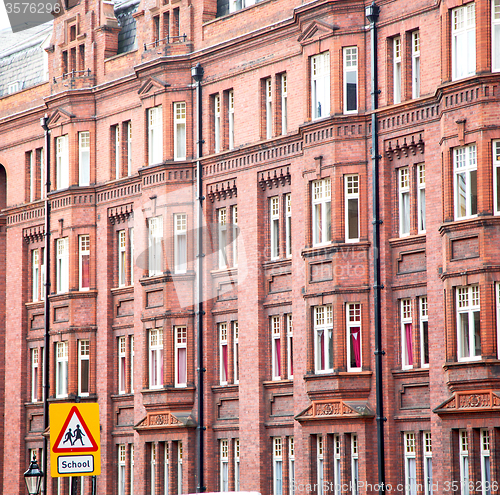 Image of window in europe london old red brick wall and      historical 