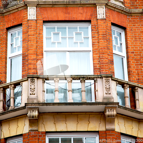 Image of window in europe london old red brick wall and      historical 