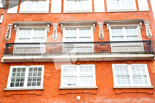 Image of window in europe   old red brick wall       historical 