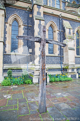 Image of door southwark  cathedral in london england old construction and