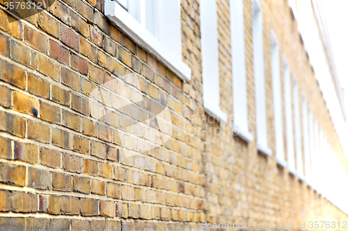 Image of old window in europe london  red brick wall and      historical 
