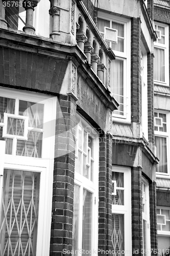 Image of in europe london old red brick wall and      historical window
