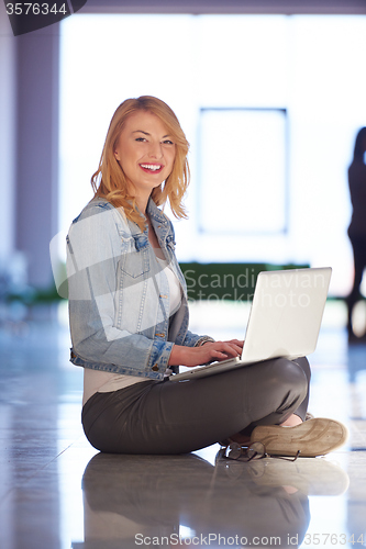 Image of student girl with laptop computer