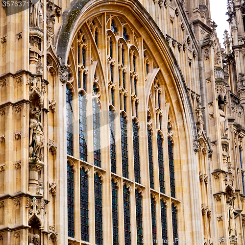 Image of old in london  historical    parliament glass  window    structu