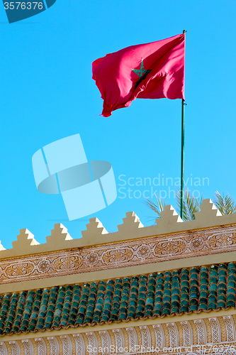 Image of tunisia  waving in the blue sky  battlements  wave