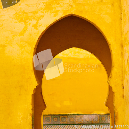 Image of old door in morocco africa ancien and wall ornate brown