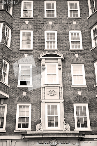 Image of in europe london old red brick wall and      historical window