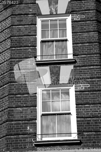 Image of in europe london old red brick wall and      historical window
