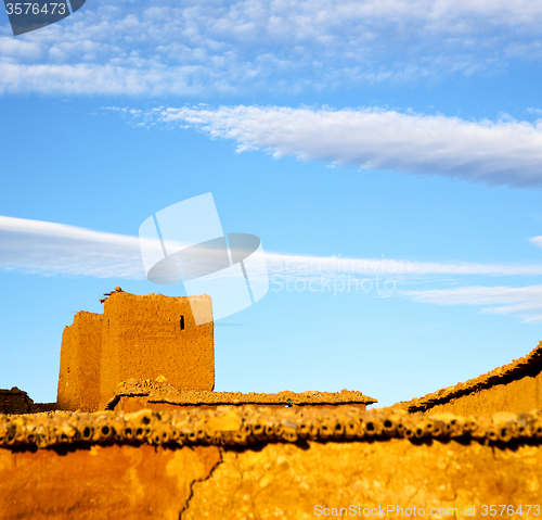 Image of season clouds   africa in morocco  old    contruction and the hi