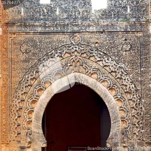 Image of old door in morocco africa ancien and wall ornate   yellow