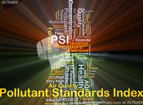 Image of Pollutant standards index PSI background concept glowing