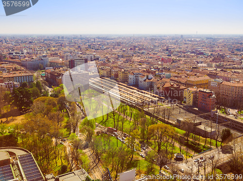 Image of Retro look Milan aerial view
