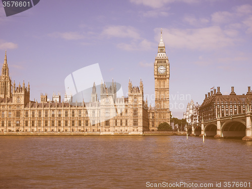 Image of Retro looking Houses of Parliament in London
