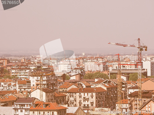 Image of Retro looking Aerial view of Turin