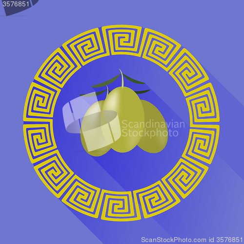 Image of Green Olives in Greek Circle Frame