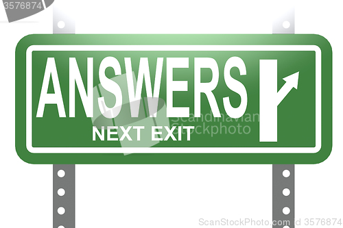 Image of Answer green sign board isolated