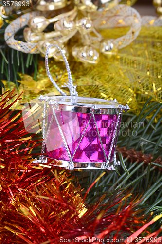 Image of Closeup on colourful Christmas decorations