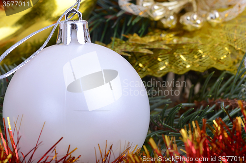 Image of Merry Christmas and Happy New Year. New year decoration. New year balls