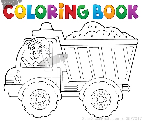 Image of Coloring book sand truck theme 1
