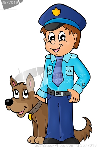 Image of Policeman with guard dog image 1