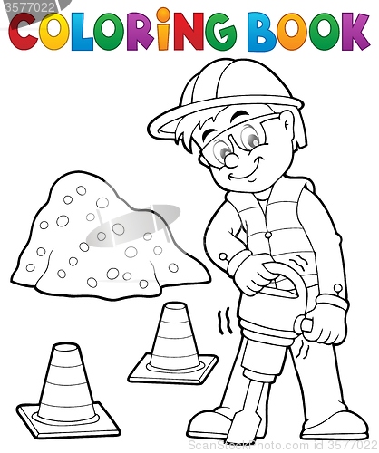 Image of Coloring book construction worker 3