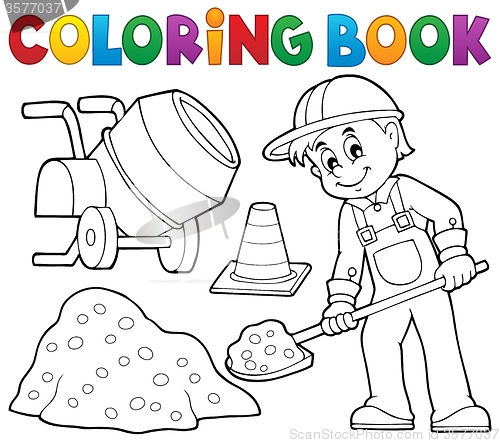 Image of Coloring book construction worker 2