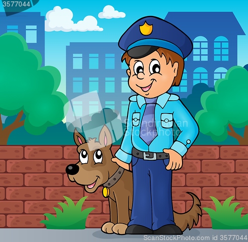 Image of Policeman with guard dog image 2