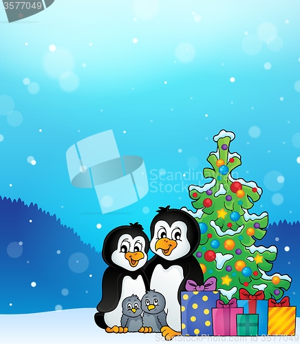 Image of Penguin family Christmas theme 3