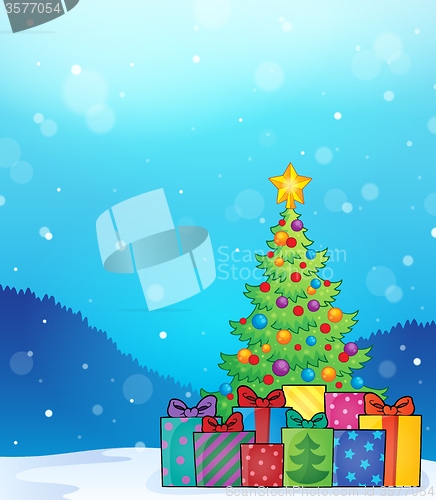 Image of Christmas tree and gifts theme image 6