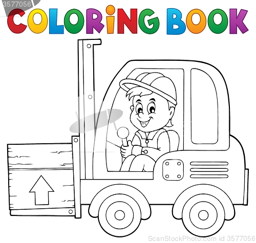 Image of Coloring book fork lift truck theme 1