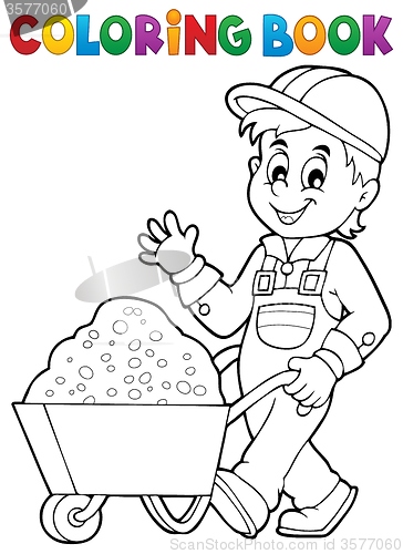 Image of Coloring book construction worker 1