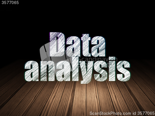 Image of Information concept: Data Analysis in grunge dark room