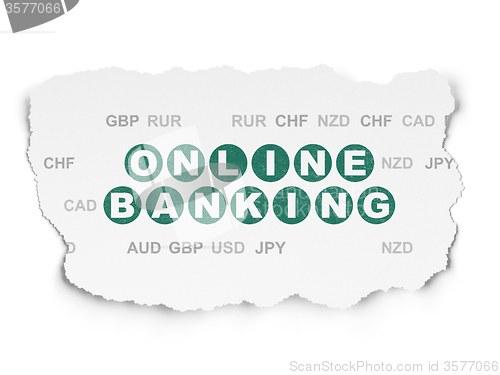 Image of Finance concept: Online Banking on Torn Paper background