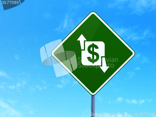 Image of Finance concept: Finance on road sign background