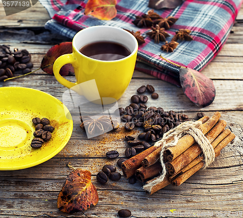 Image of Freshly brewed coffee in the fall