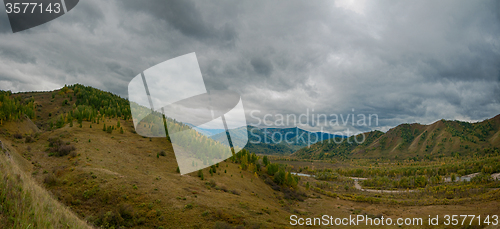 Image of mountain in autumn day