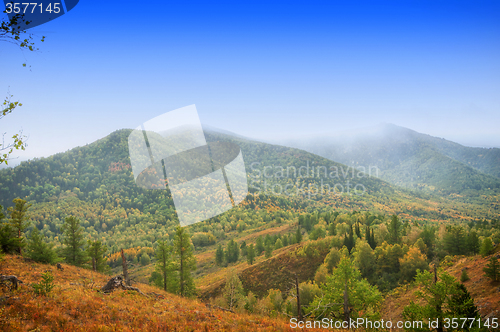 Image of mountain in autumn day