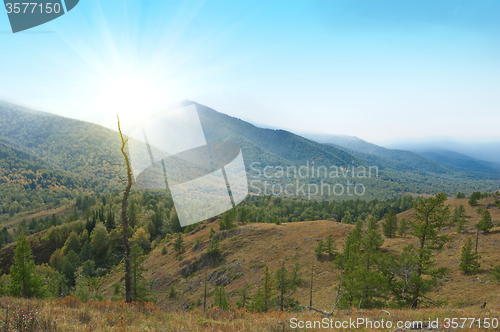Image of mountain in autumn day