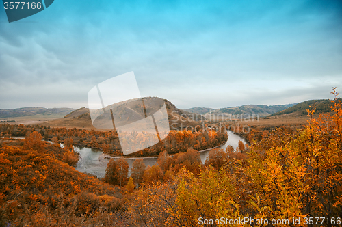 Image of Autumn river at evening