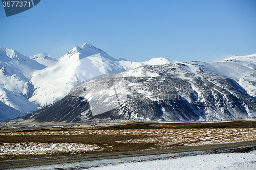 Image of Snowy mountain landscape in Iceland