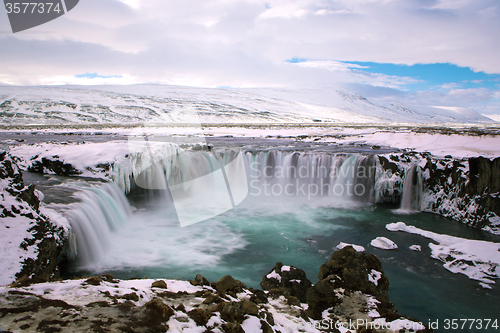 Image of Waterfall Godafoss in wintertime, Iceland