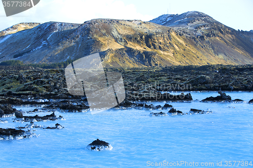 Image of Milky white and blue water of the geothermal bath Blue Lagoon in