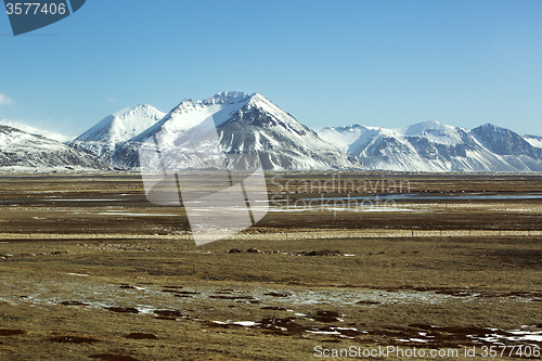 Image of Snow-covered volcanic mountain landscape