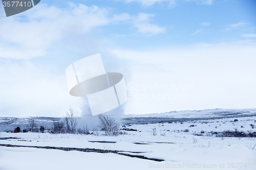 Image of Geyser in winter in Iceland