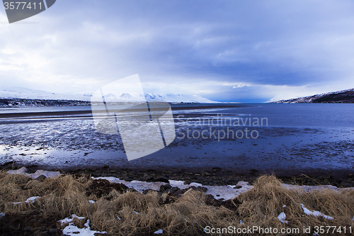 Image of Volcanic mountain landscape in twilight, Iceland