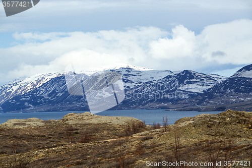 Image of Snowy volcano mountain landscape in Iceland