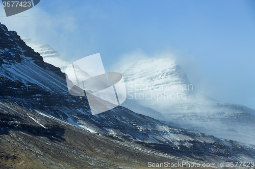 Image of Snowy mountain landscape in Iceland